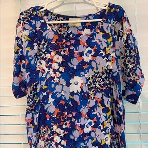 Maeve Anthropologie Milla Blue Floral Print Women's Top Size Larg